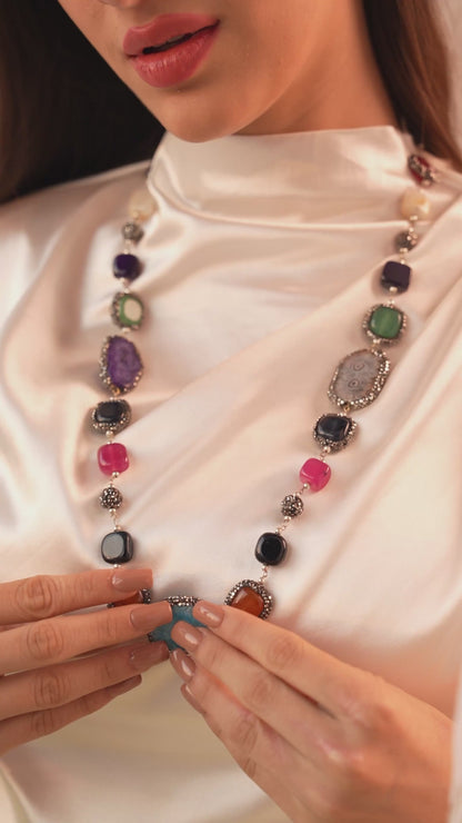 Vanya Multicoloured Gemstone Elegance Necklace Set