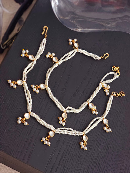 Sitara Pachi Kundan Pearl Anklets