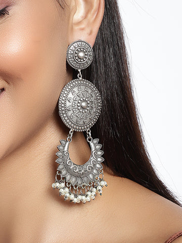 Silver-Plated Circular Chandbalis