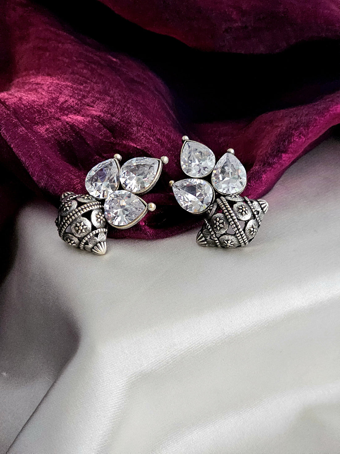 German silver AD studded earring
