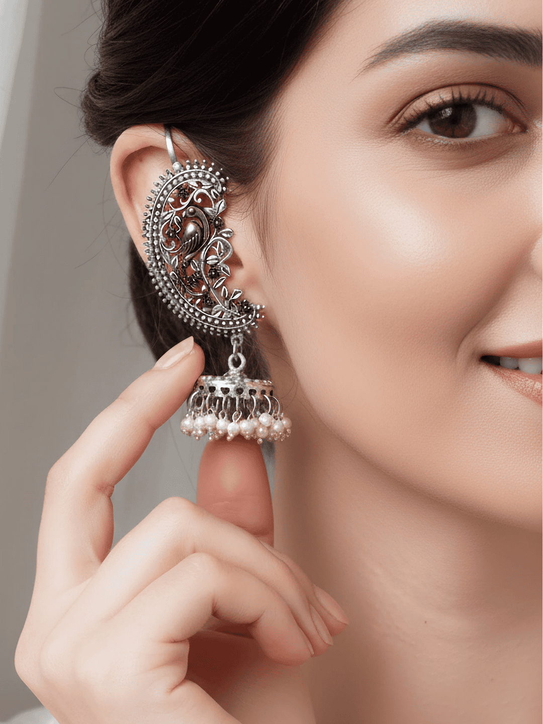 German Silver Earcuff Earrings with Dual-Tone Plating