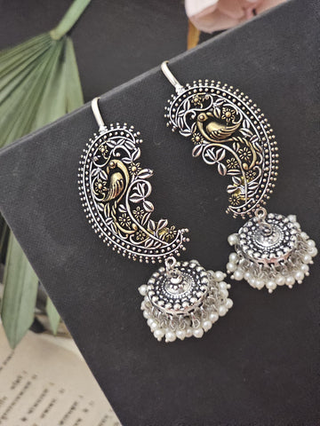 German Silver Earcuff Earrings with Dual-Tone Plating