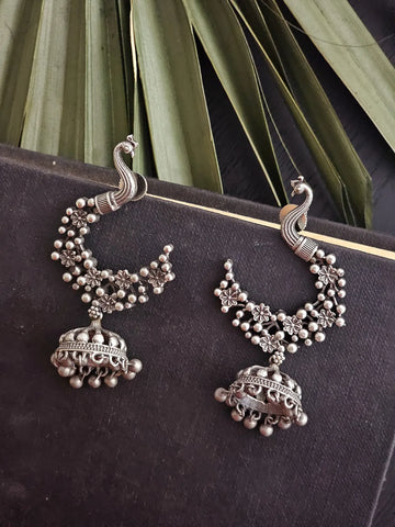 Women Silver Peacock Shaped drop earrings