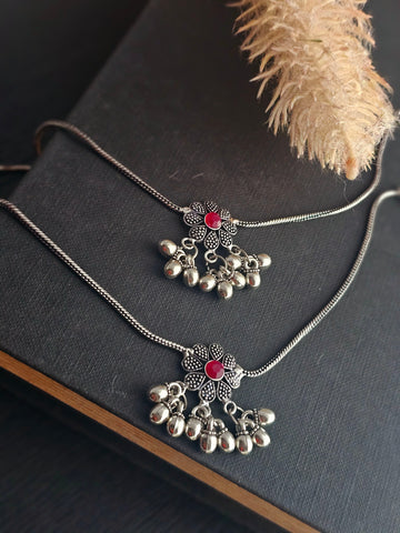 German Silver Flower Anklets
